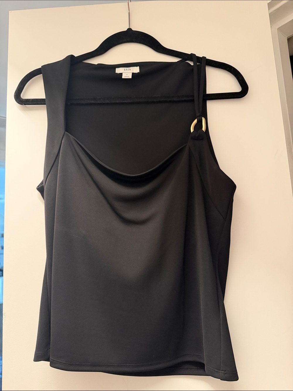 Gap/Cult Gaia collab Black Cowl Neck Camisole with Gold Ring Accent
